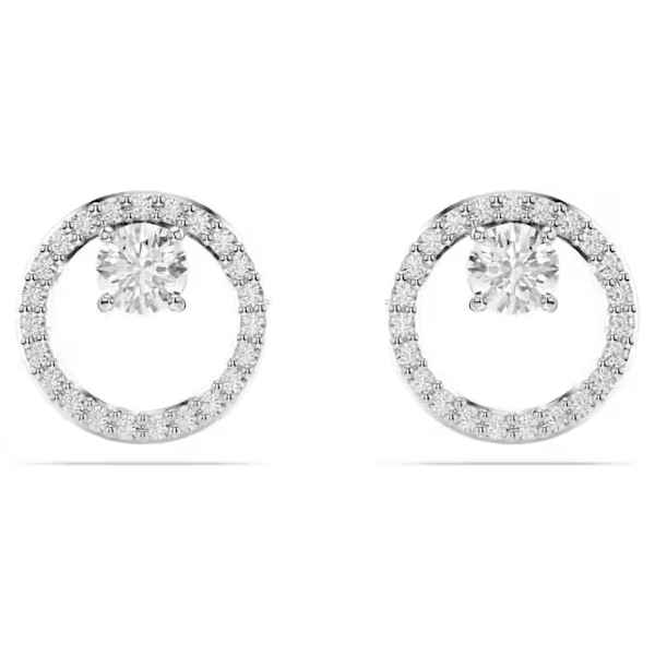 Constella stud earrings Round cut, White, Rhodium plated 5692262