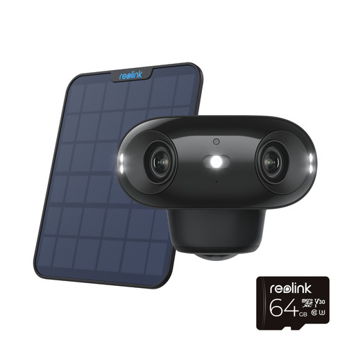 REOLINK Argus Series B740X 4K Ultra HD WiFi Outdoor Security Battery Camera with Solar Panel & 64 GB Memory Card - Black