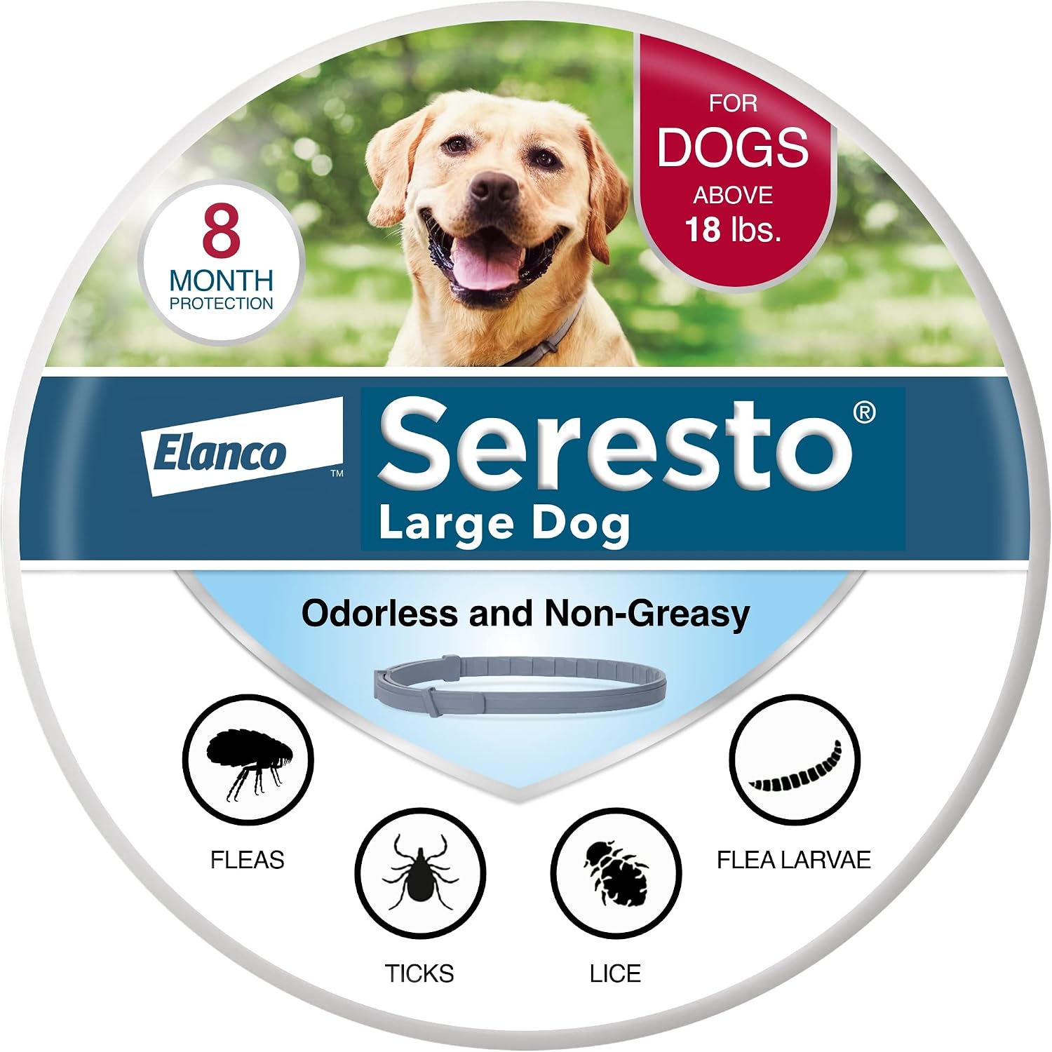 Seresto Flea & Tick Collar for Dogs, over 18-lbs, 2 Collars (16-mos. supply)