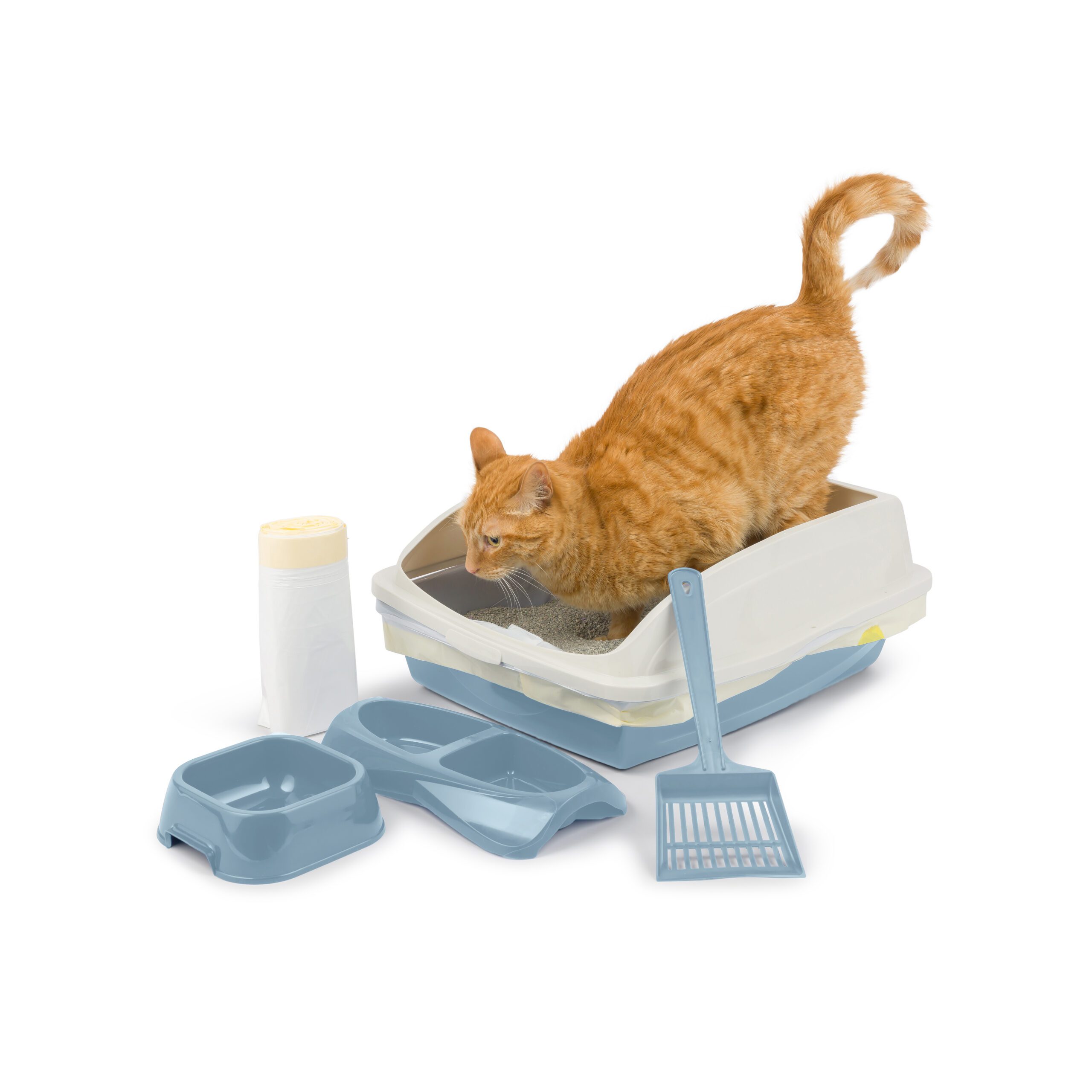 Starter Kit – Framed Cat Litter Box Set with Scoop, Bowls & Liners (SK-CP4)
