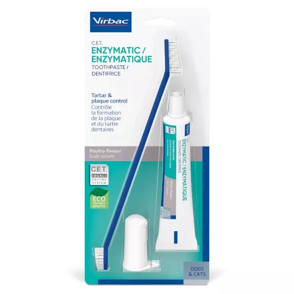 Virbac Dog and Cat Toothbrush Kit with Poultry Flavour Toothpaste 70g